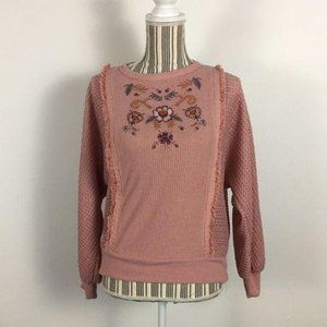 New Knox Rose pink embroidered sweater Small